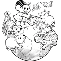 Desenho de Monica salvando Planeta Terra para colorir