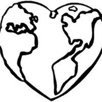 Desenho de Planeta Terra coração para colorir