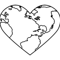 Desenho de Planeta Terra e coração para colorir