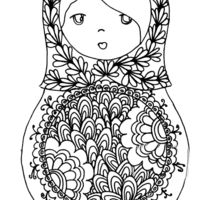Desenho de Boneca russa decorada para colorir