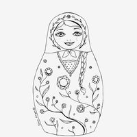 Desenho de Matrioska boneca russa para colorir
