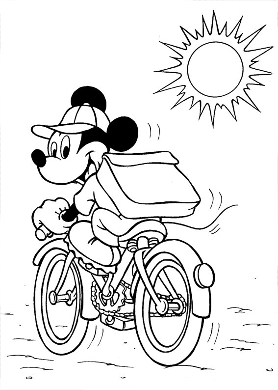 Mickey andando de bicicleta