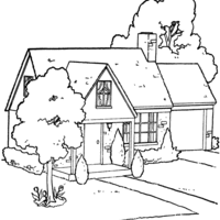 Desenho de Casa com jardim para colorir