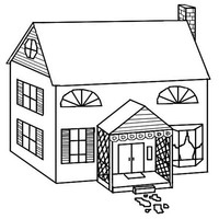 Desenho de Casa com varanda para colorir