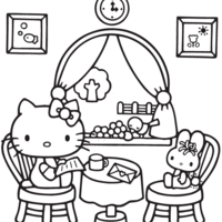 Desenho de Casa da Hello Kitty para colorir