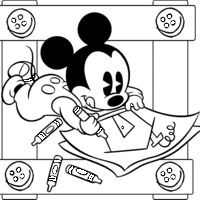Desenho de Mickey baby desenhando para colorir