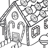 Desenho de Casa feita de doces e pirulitos para colorir