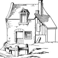 Desenho de Casa na montanha para colorir