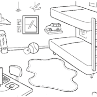 Desenho de Quarto de criança com beliche para colorir