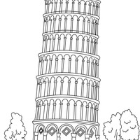 Desenho de Torre de Pisa para colorir