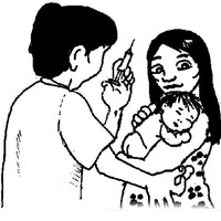 Desenho de Bebê tomando vacina para colorir
