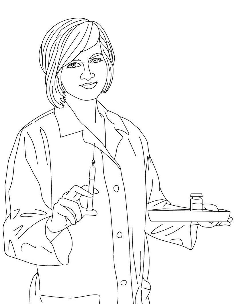 Desenho de Enfermeira e seringa para colorir - Tudodesenhos