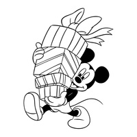 Desenho de Mickey cheio de presentes para colorir