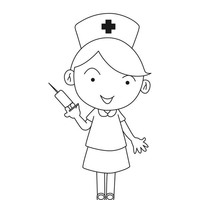 Desenho de Enfermeira e seringa para colorir