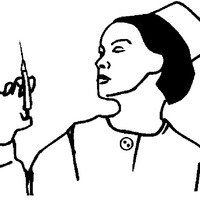 Desenho de Enfermeira e injeção para colorir