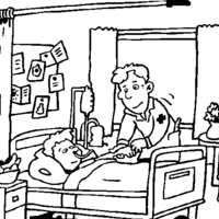 Desenho de Médico atendendo paciente no hospital para colorir