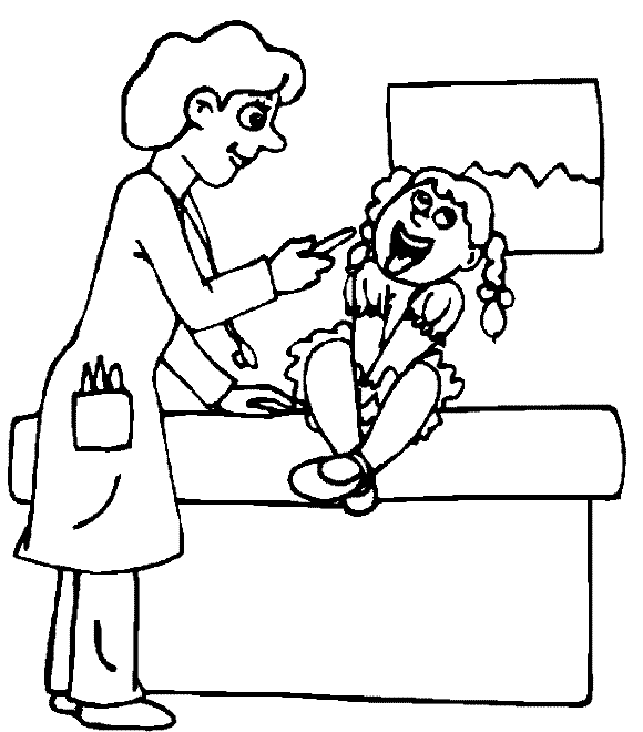 Pediatra cuidando de menina