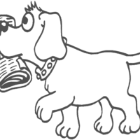 Desenho de Cachorro carregando jornal para colorir