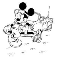 Desenho de Mickey em carro conversível para colorir