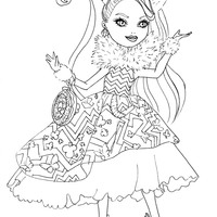 Desenho de Kitty Cheshire com vestido lindo para colorir