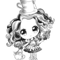 Desenho de Madeline Hatter chibi para colorir