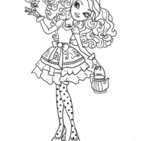 Desenho de Madeline Hatter e borboleta para colorir