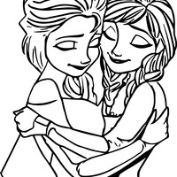 Desenho de Elsa abraçando Anna Frozen para colorir