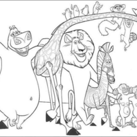 Desenho de Amigos de Madagascar reunidos para colorir