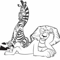 Desenho de Leão Alex e zebra Marty para colorir