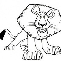 Desenho de Leão Alex sorrindo para colorir