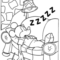 Desenho de Mickey dormindo para colorir