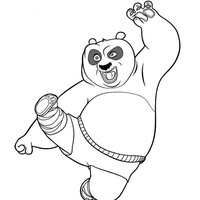 Desenho de Força do urso panda Po para colorir