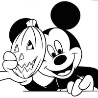 Desenho de Mickey e doce do Halloween para colorir