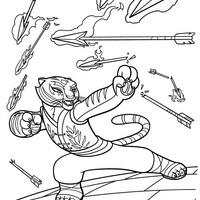 Desenho de Mestre Tigresa se defendendo de ataque para colorir