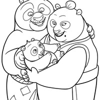 Desenho de Nascimento do urso panda Po para colorir