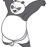 Desenho de Panda Po e golpe de kung fu para colorir