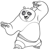 Desenho de Panda Po e passo de kung fu para colorir