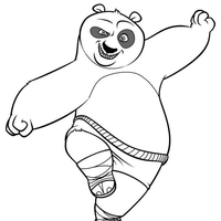 Desenho de Panda Po praticando kung fu para colorir
