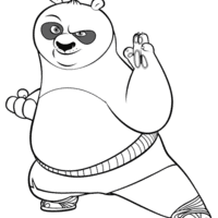 Desenho de Poder do urso panda Po para colorir