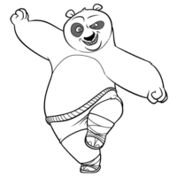 Desenho de Urso panda Po lutando kung fu para colorir