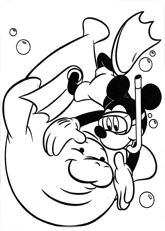 Mickey nadando com foca