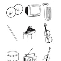 Desenho de Atividades - instrumentos de percussão para colorir