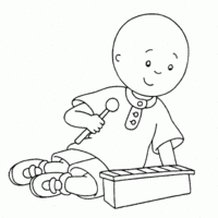 Desenho de Caillou e xilofone para colorir