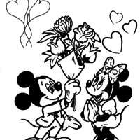 Desenho de Mickey e Minnie no São Valentim para colorir