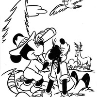 Desenho de Mickey usando binóculos para colorir