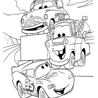 Desenho de Relâmpago McQueen e amigos para colorir