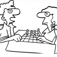 Desenho de Casal jogando xadrez para colorir