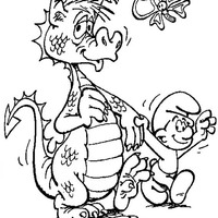 Desenho de Dragão e Smurf para colorir