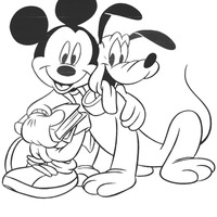 Desenho de Mickey e Pluto na volta às aulas para colorir