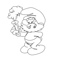 Desenho de Papai Smurf e tubo de ensaio para colorir